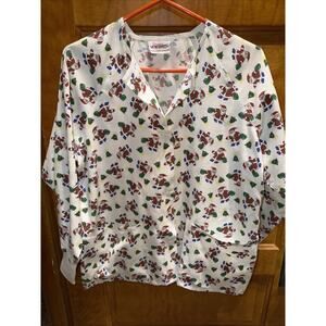 Scrub Jacket Jasco Uniform Santa Claus Christmas Tree Size Small Medical Dental